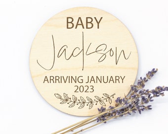 Custom Pregnancy Announcement Sign: Laser Engraved Birch Photo Prop