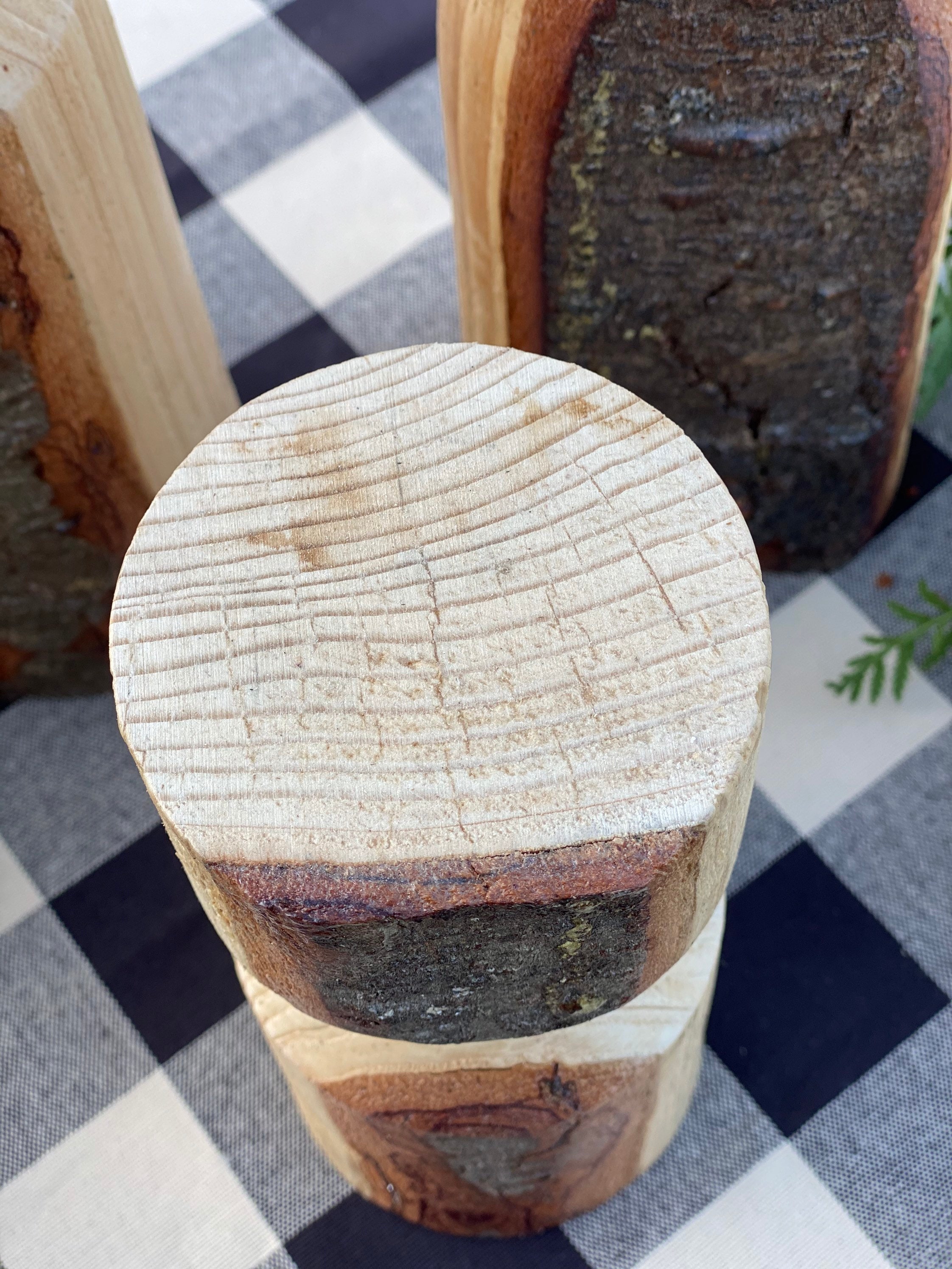 Live Edge Pillar Holders Set of 3 Hand Turned Reclaimed Wood Etsy