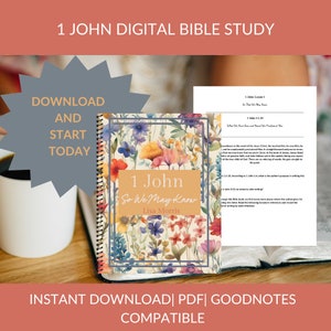 In-Depth Bible Study in 1 John Printable Bible Study Guide Digital Scripture Study Workbook Guided Bible Study PDF Worksheets Download