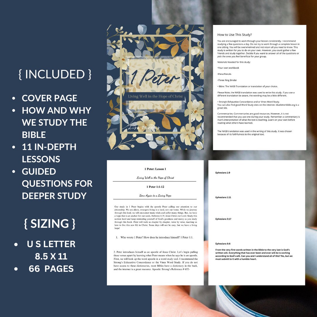 1 PETER Printable Bible Study Guide Digital Scripture Study Workbook ...