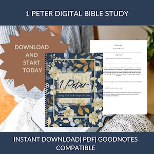 1 PETER Printable Bible study guide Digital scripture study workbook guided bible study pdf workbook download