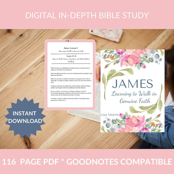 In-Depth Bible Study in James Printable Bible Study Guide Digital Scripture Study Workbook Guided Bible Study PDF Worksheets Download