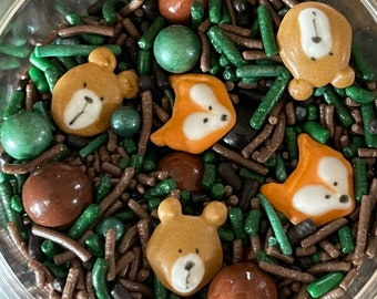 Woodland Animal Sprinkle Mix, Fox and Bear Cupcake Toppers