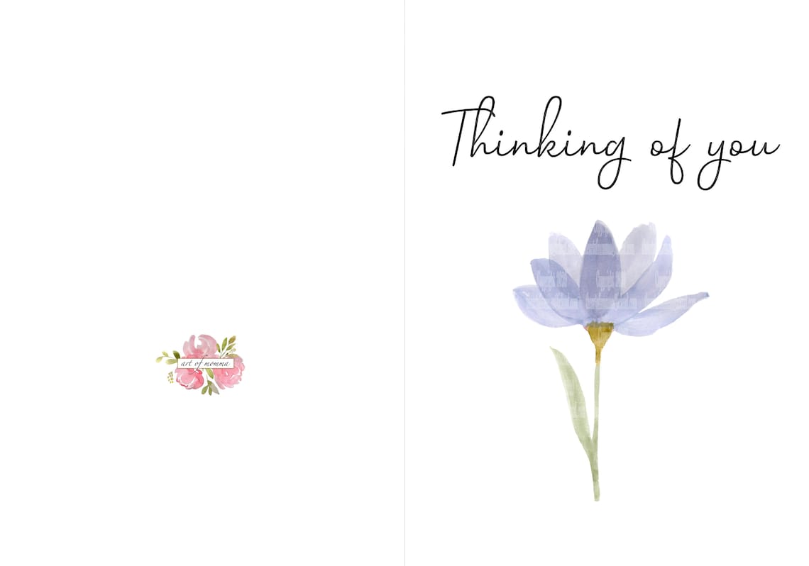 Thinking of you Card Template greeting card sympathy card Etsy