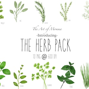 The Herb Pack, watercolor, digital print, wall decor, instant download, clip art