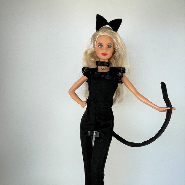Handmade Fashion Doll Clothes - Black Cat Halloween Costume