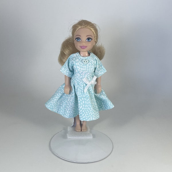 Chelsea  -Light Blue with White Dash/Swirl Pattern Dress