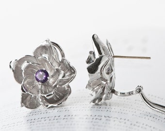 Silver Rose stud earrings - silver rose stud earrings - flower earrings - roses for her - gifts for women - anniversary gifts - mother's day