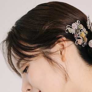 Korean traditional queen hair slide hanbok hair accessories hair stick silverKorean fashion jewelry
