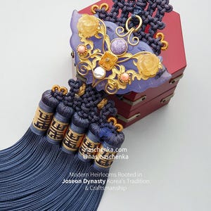 Norigae Silver  노리개 Handcrafted Korean Traditional Norigae NASCHENKA on Luxurious Silk