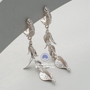 Shilla Silver earrings ,  Seoul Korea Carved Earrings. Handmade Korea Silver art Jewelry. Gift for Her , dangle earrings NASCHENKA