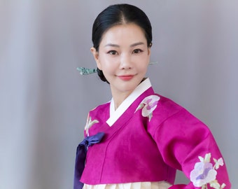 Seoul NASCHENKA Traditional Korean hanbok long handmade hair stick pins with silver binyeo 비녀Korean fashion jewelry