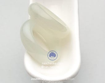 Natural white jade ring Traditional Joseon hanbok rings set Korean wedding white jade ring