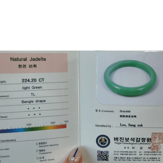The Art of Korea Green Natural Jadeite Bangle Bracelet, Myanmar