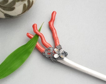 Seoul hanbok hair accessories, Natural coral binyeo 비녀 , Korean Drama hair stick,  Korean jewelry for Hanbok binyeo NASCHENKA