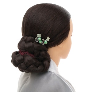 Seoul Joseon hairpin Korean hair pin , Traditional Korean Hair , Grenn jade hair flower sterling silver , Korea drama hair stick 뒤꽂이