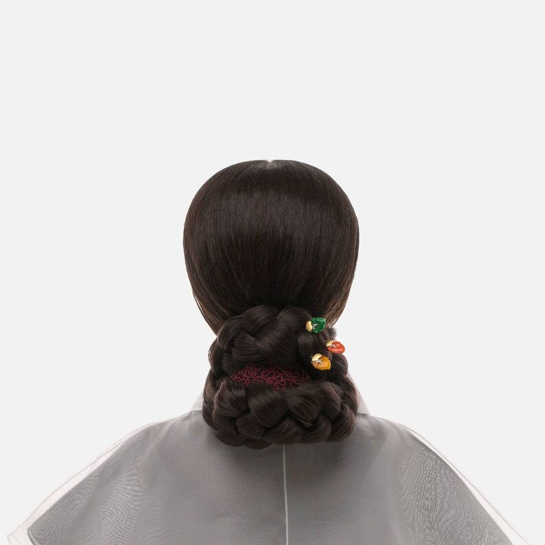 traditional Korean accessories Joseon hairpin Korean hair pin , Traditional Korean Hair , Natural yellow coral jade hair hanbok stick silver Bild 6