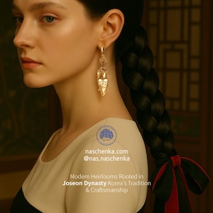 Korean Dynasty Dangle Earrings – Traditional Joseon Queen-Inspired Design | Korean Heritage Jewelry by NASCHENKA