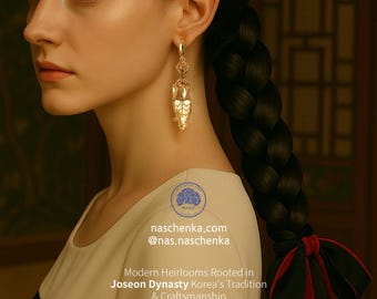 Korean Dynasty Dangle Earrings – Traditional Joseon Queen-Inspired Design | Korean Heritage Jewelry by NASCHENKA