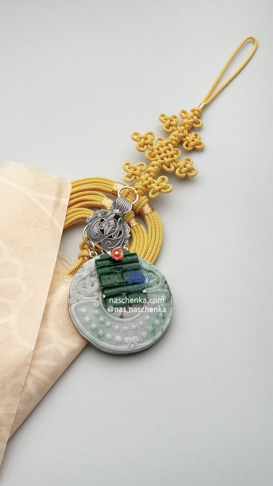 アクセサリー norihiko 노리개 LIMITED Yellow Silk & Silversmith Korean Traditional Knots