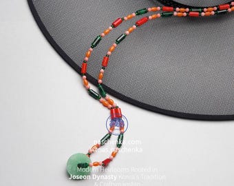 The art of Korea NASCHENKA Saja K-Gat Strap Necklace, 925 Sterling, Dual Ring Ends, Convertible Korean Jewelry