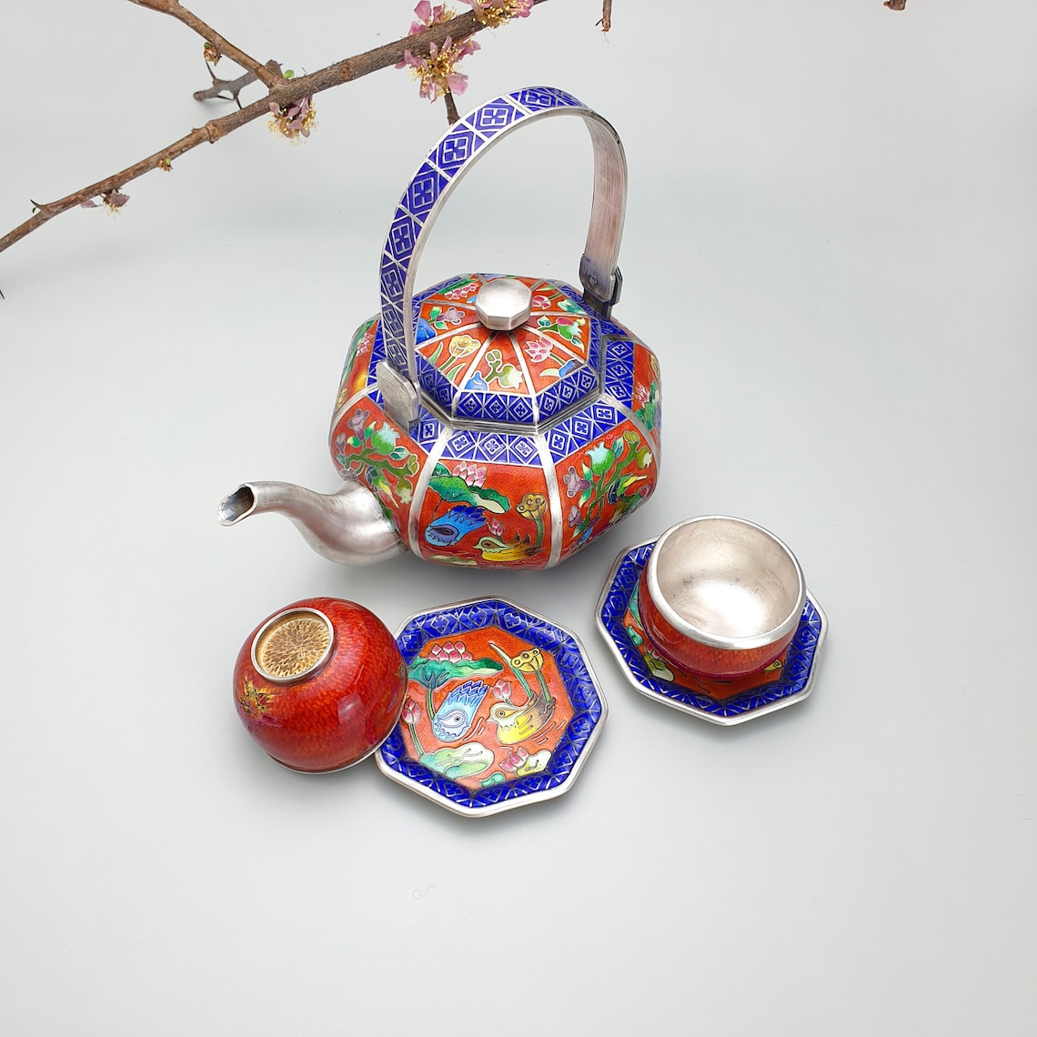Korean silver crafted kettle and tea set water kettle Etsy