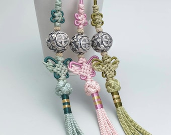 The art of Korea Real Silk Norigae Tassel | Korean Traditional Hanbok Ornament, Sterling Silver Knot