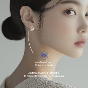 White Silver earrings ,  Seoul Korea dangle earrings  Handmade Sterling Silver 925 Earrings – Unique Korean Antique Design by NASCHENKA