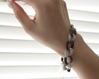 The art of Korea Seoul Silver Link Bracelet, Zirconia Korean Fashion Jewelry