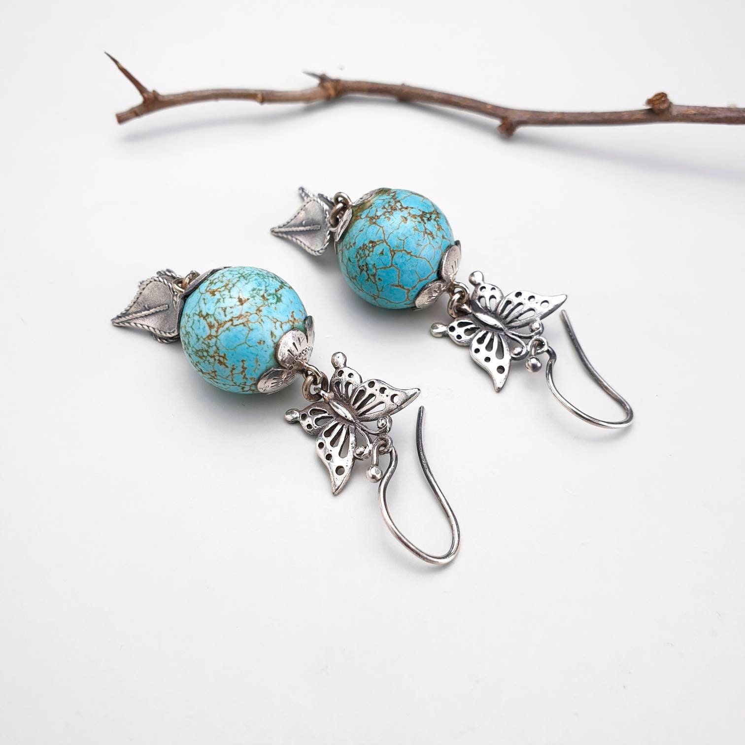 Korean drama earring sterling silver earring blue dangle Etsy
