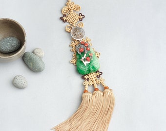 Korean Silk Norigae Tassel with Jade Pendant – Traditional Hanbok Accessory