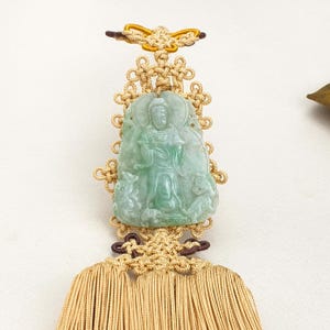 Norigae High quality Jade Norigae Korean Silk Jade Norigae - High quality Korean Traditional Handmade Triple Silk NASCHENKA Hanbok Accessory