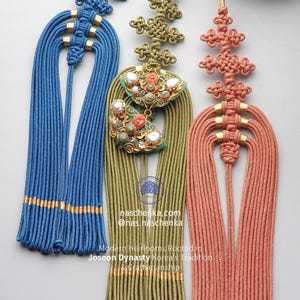 Silk Hanbok Norigae Ornament – Handmade Korean Knot Accessory Stone, Jade, Silk Tassel & Sterling Silver – NASCHENKA Traditional Gift
