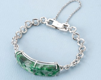 Natural jade bracelet silver - NASCHENKA