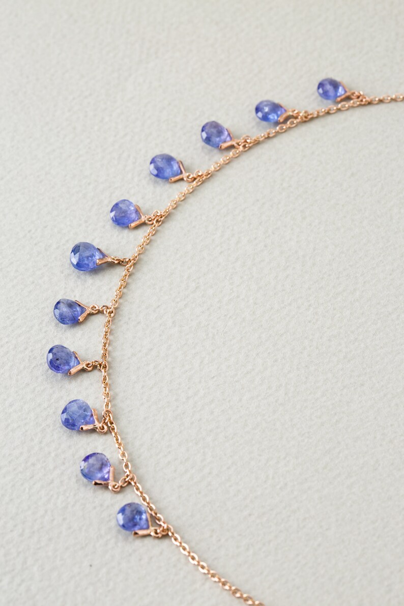 Tanzanite Necklace, 14K Tanzanite Necklace, Gift For Women, Tanzanite Necklace, December Birthstone , Luxury Teardrop Tanzanite Jewelry image 2