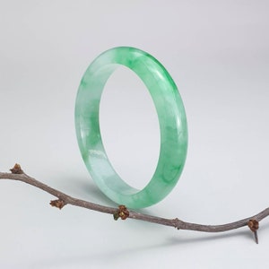 58 mm Green Jade Bangle (13mm), Green Jade Jadeite Bangle Bracelet, real jade bangle, Myanmar Burmese Bangle