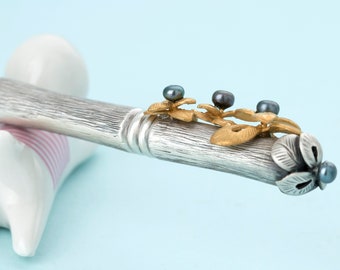 Seoul NASCHENKA Traditional Korean hanbok long handmade hair stick pins with silver binyeo 비녀Korean fashion jewelry