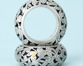 Made in Korea traditional Korean rings set ,Sterling siver rings set , Traditional Korean wedding propose rings, hanbok silver twin ring