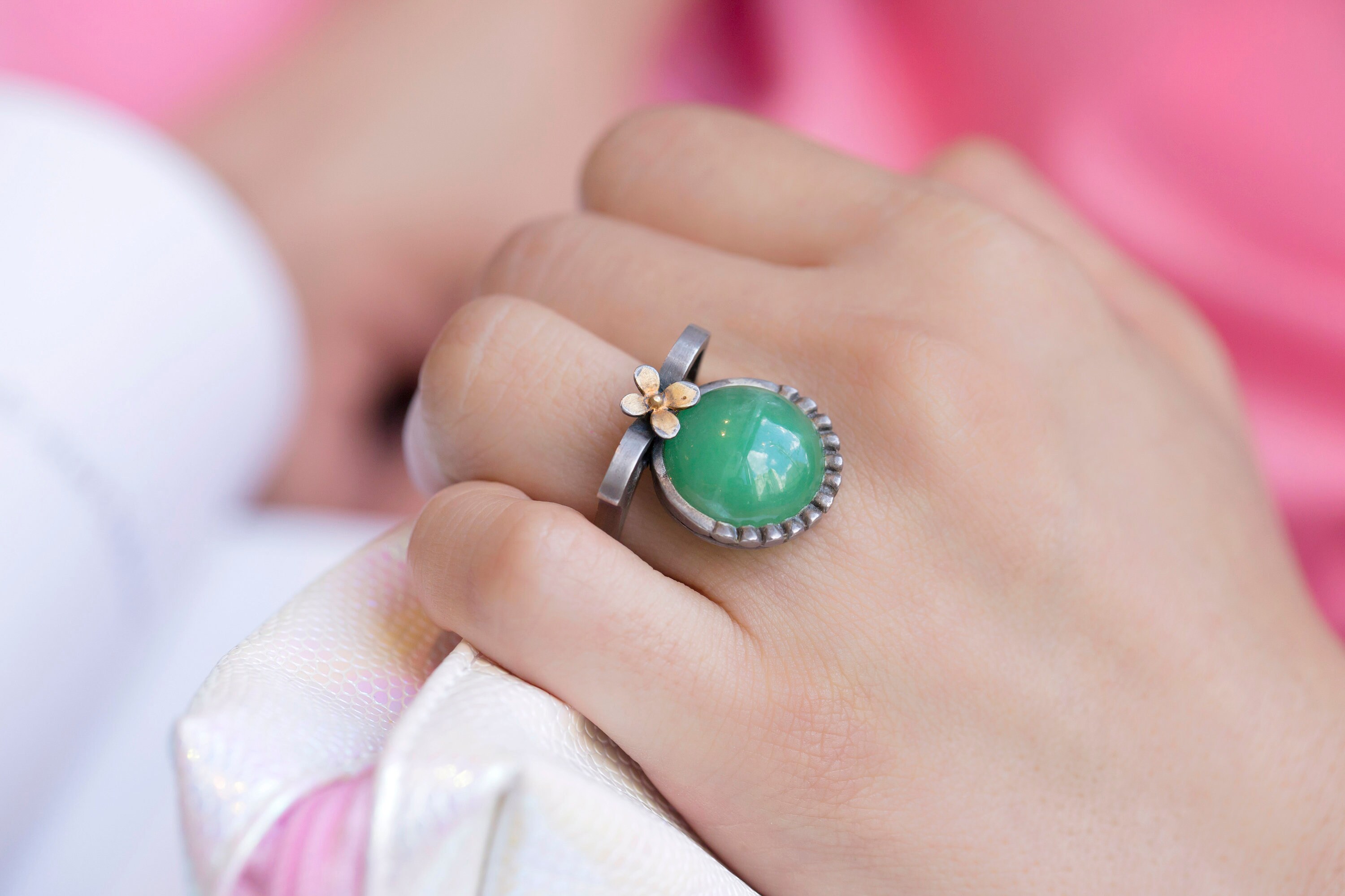 Rings green jade rings for women in silver korea silver ring Etsy