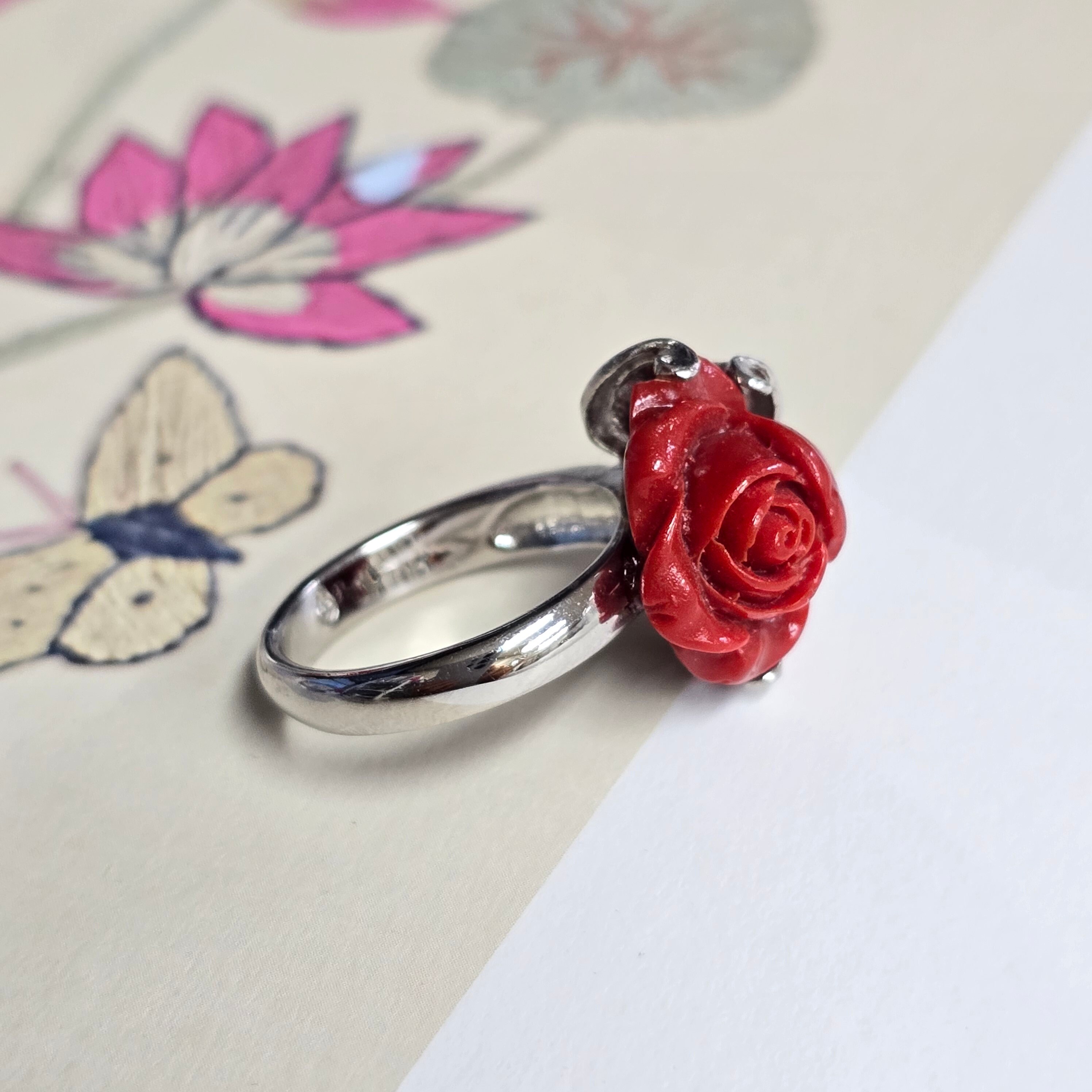 Handmade Sterling Silver Red Rose Ring • Korean Hanbok Jewelry - Etsy