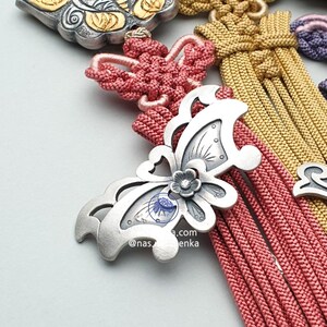 Korean hair pin  Korean Knot Tassel Ornament, Silver Butterfly Maedeup, Hanbok Accessory Korean wedding gift