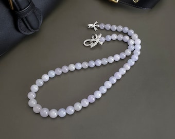 The art of Korea Purple Natural Jade bead necklace NecklaceKorean fashion jewelry