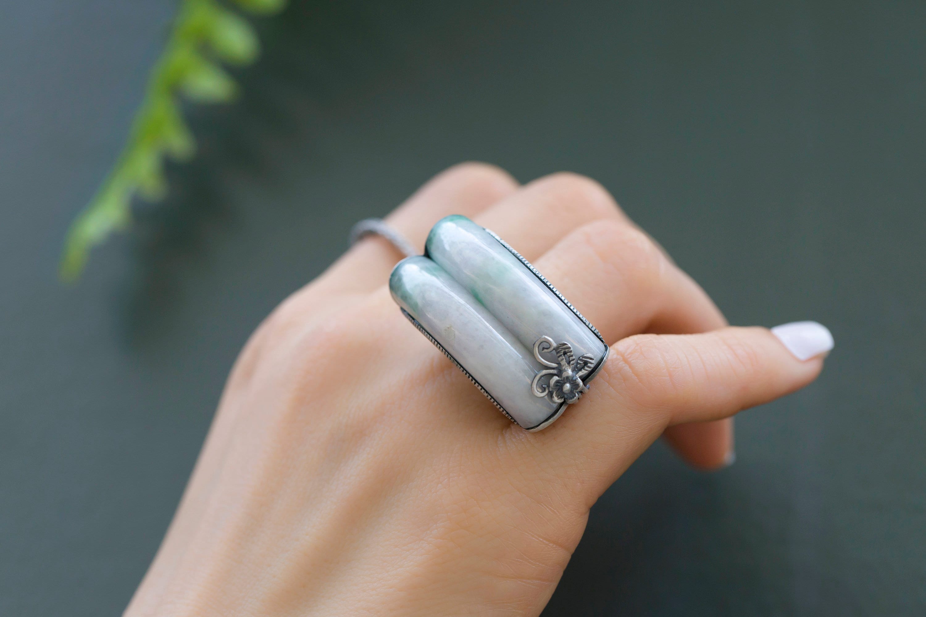 Korean Jade Ring,light Purple Jade Silver Ring, Korean