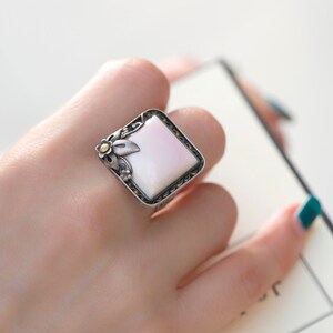 Silver craft gemstone Ring by NASCHENKA • Your size Gemstone Ring •  Hanbok ring • Best Gift • Anniversary Gift  • Korea ring •