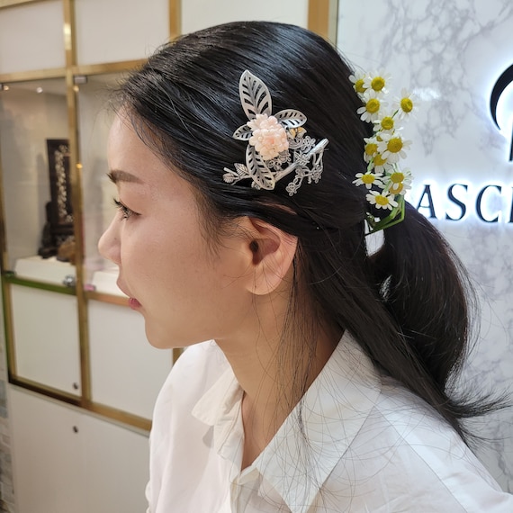 Traditional Flower hair pin silver Accessoires Haaraccessoires Haarspelden Traditional Korean Hair Korean hair pin 