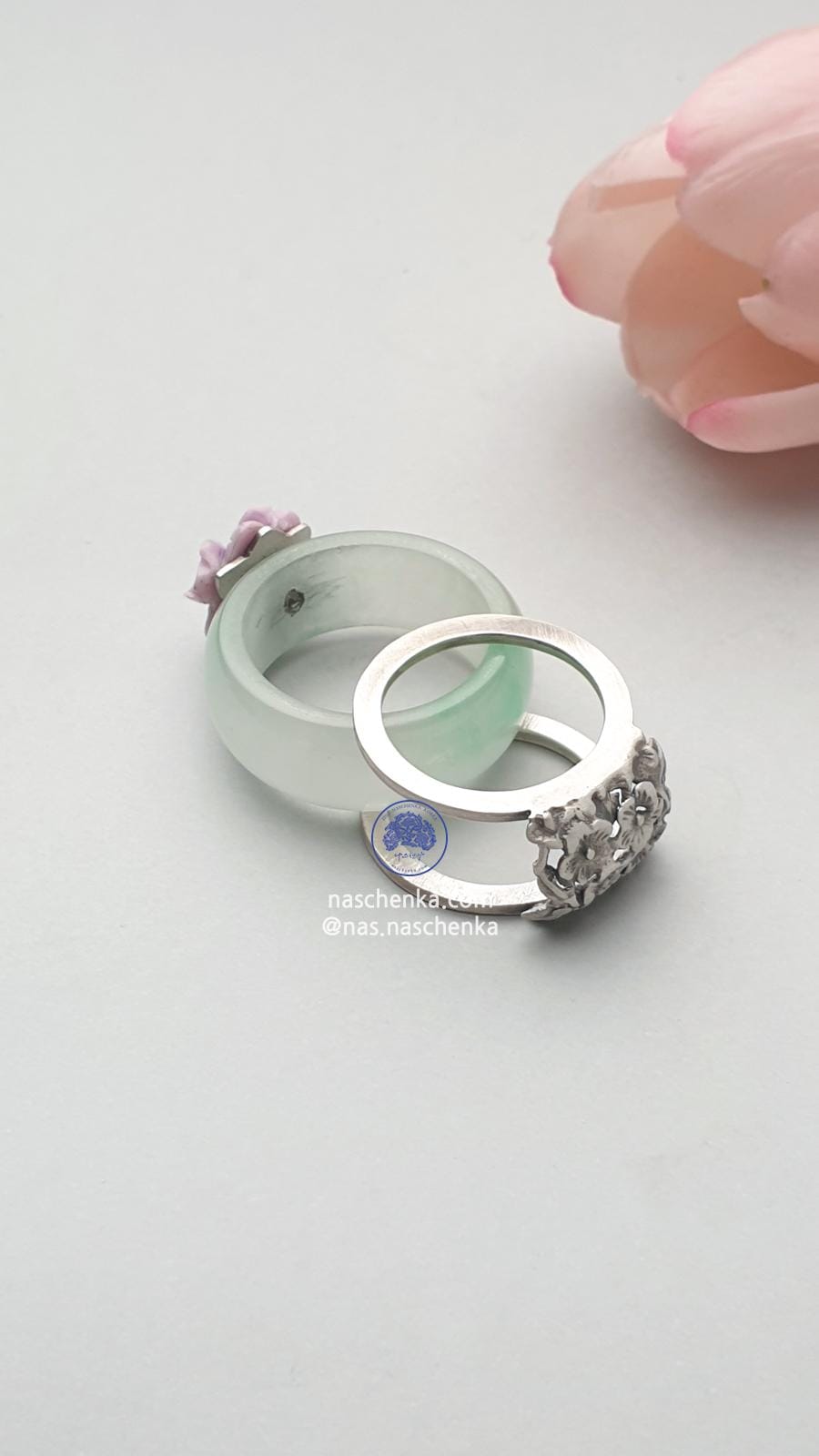 Handmade Korean Jade Ring | Adjustable Size | Silver Setting