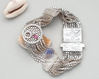 The art of Korea Handmade Sterling Silver Chunky Chain Bracelet, Korean Jewelry