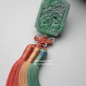 Norigae High quality Jade Norigae Korean Silk Jade Norigae - High quality Korean Traditional Handmade Triple Silk NASCHENKA Hanbok Accessory