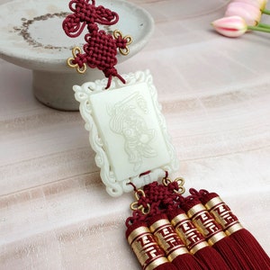 노리개 Nephrite Jade Hanbok Norigae: Korean Silk Tassel Jewelry