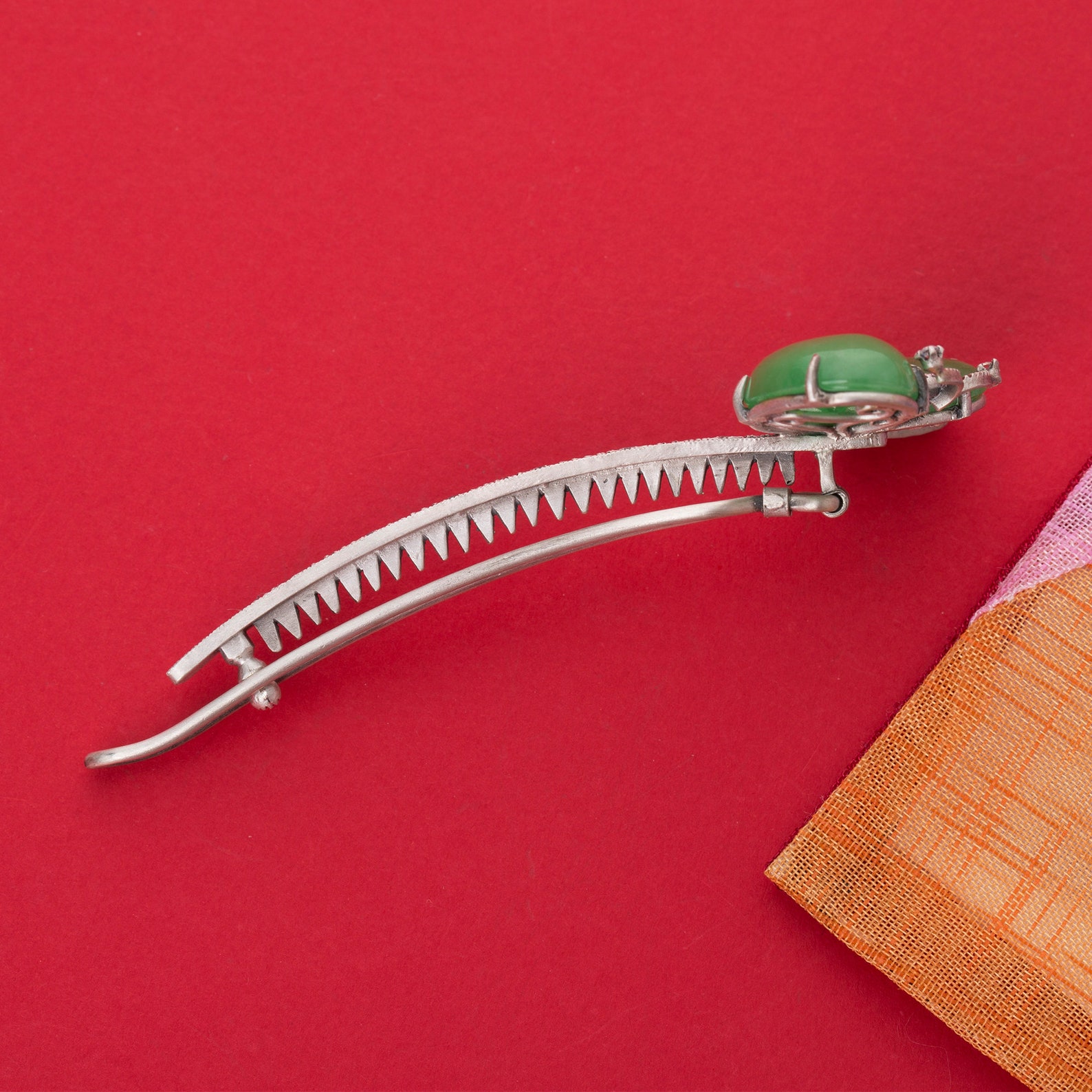 Green jade hair clip natural hair clip art green hair Etsy